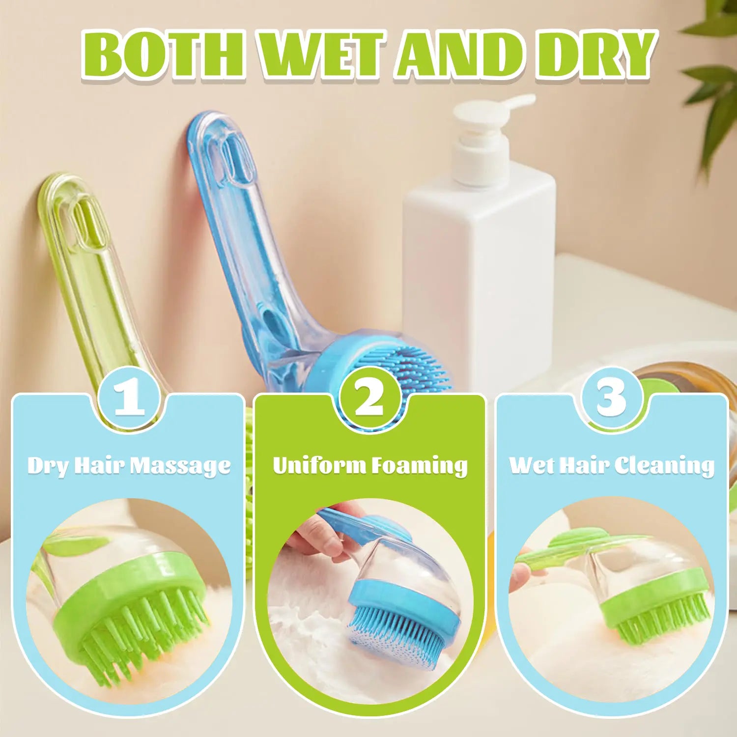 Revolutionary Pet Bath Brush with Shampoo Dispenser - Ergonomic, Gentle Massage Grooming Tool for Dogs & Cats, Easy to Use Essential Bath Supply