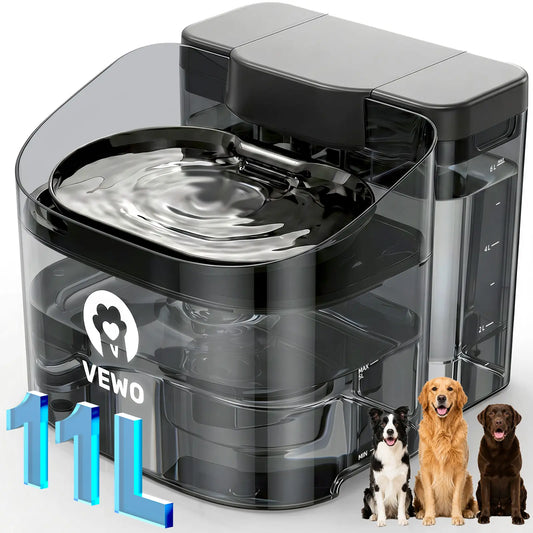 VEWO 11L No Spill Large Dog Water Fountain - Ultra Quiet, BPA Free Dispenser for Big Breeds & Multi-Pet Homes, 7 Days No Refill