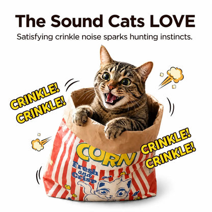 New Store Sale！Upgrade Cat Toy Cute Large Kraft Paper Double-Layer Crinkle Bag Cat Hideout (29.53*13.78Inch), Hide & Seek Play Tunnel Cat Bed Puzzle Relaxation, Cat Hideout Toy Cat Crinkle Toy for Indoor Kittens & Adult