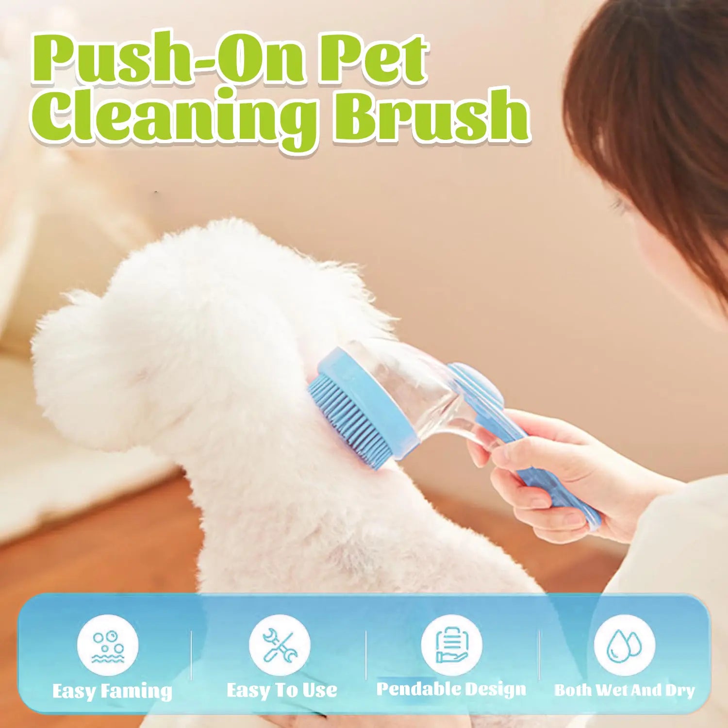 Revolutionary Pet Bath Brush with Shampoo Dispenser - Ergonomic, Gentle Massage Grooming Tool for Dogs & Cats, Easy to Use Essential Bath Supply