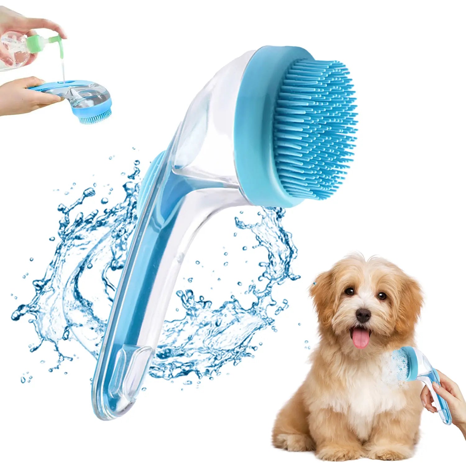 Revolutionary Pet Bath Brush with Shampoo Dispenser - Ergonomic, Gentle Massage Grooming Tool for Dogs & Cats, Easy to Use Essential Bath Supply