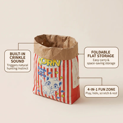 New Store Sale！Upgrade Cat Toy Cute Large Kraft Paper Double-Layer Crinkle Bag Cat Hideout (29.53*13.78Inch), Hide & Seek Play Tunnel Cat Bed Puzzle Relaxation, Cat Hideout Toy Cat Crinkle Toy for Indoor Kittens & Adult