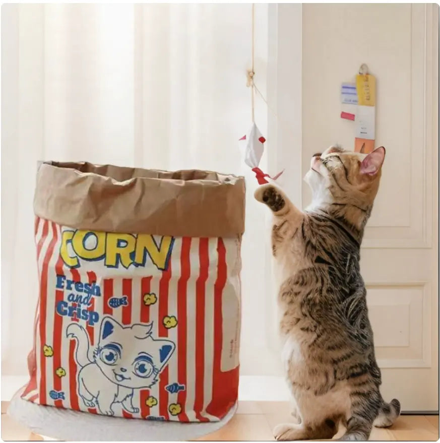 New Store Sale！Upgrade Cat Toy Cute Large Kraft Paper Double-Layer Crinkle Bag Cat Hideout (29.53*13.78Inch), Hide & Seek Play Tunnel Cat Bed Puzzle Relaxation, Cat Hideout Toy Cat Crinkle Toy for Indoor Kittens & Adult