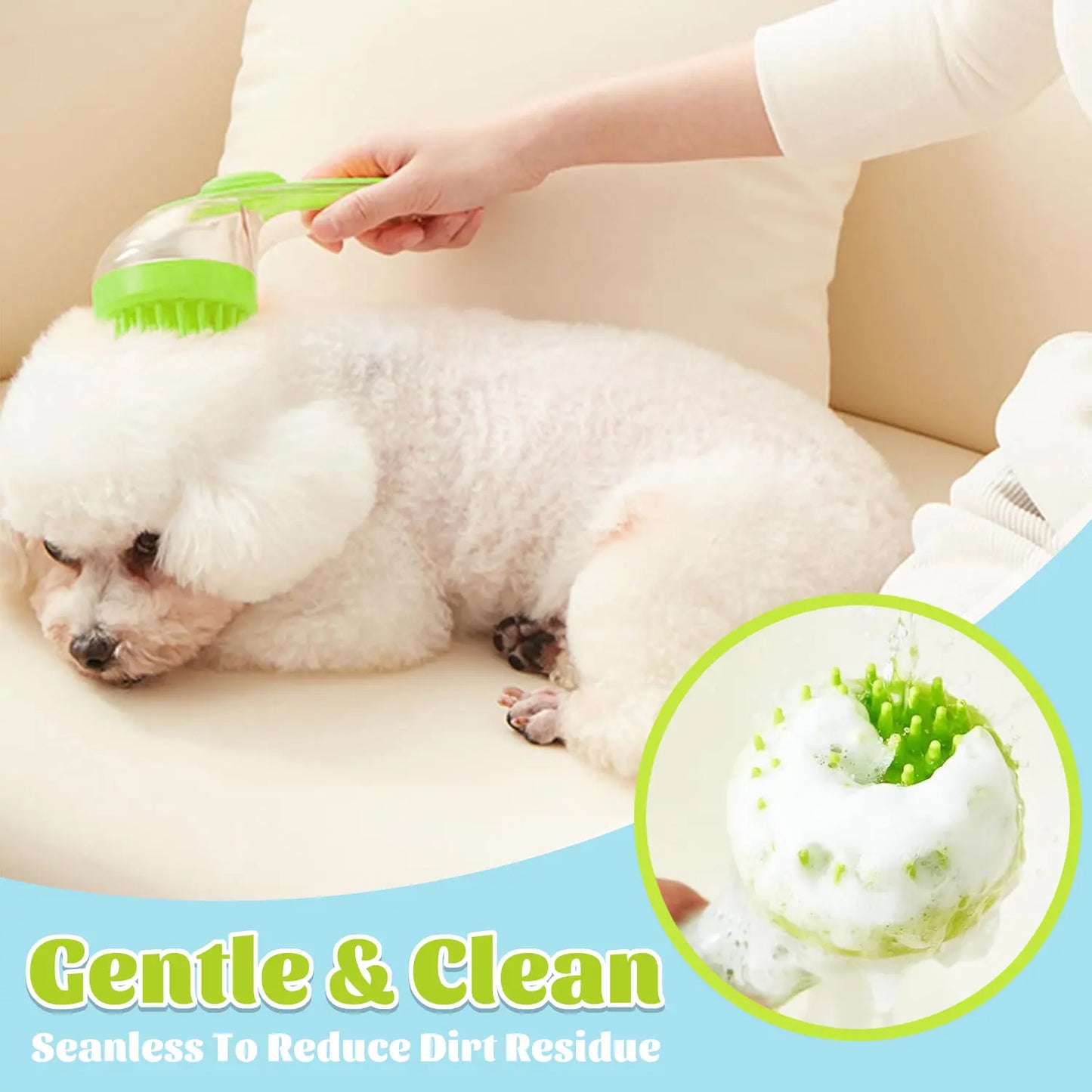 Revolutionary Pet Bath Brush with Shampoo Dispenser - Ergonomic, Gentle Massage Grooming Tool for Dogs & Cats, Easy to Use Essential Bath Supply