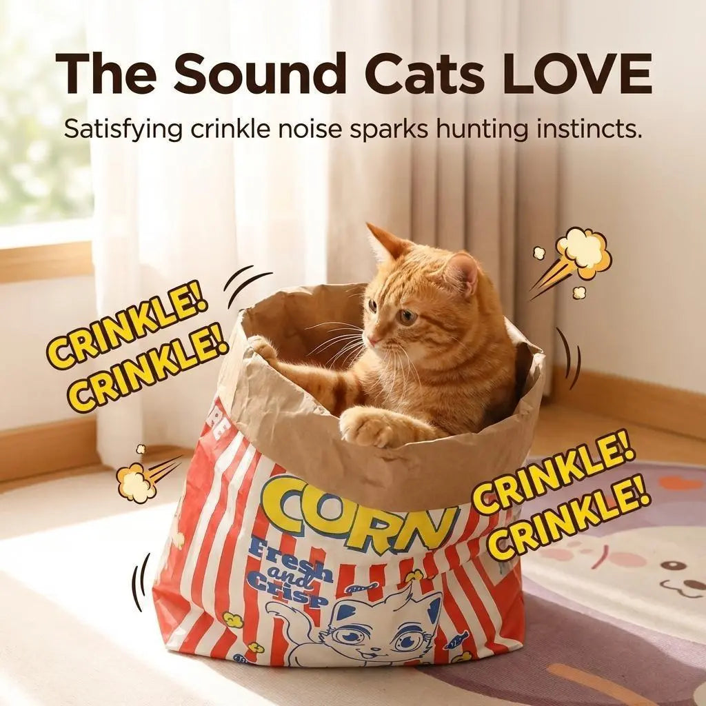 New Store Sale！Upgrade Cat Toy Cute Large Kraft Paper Double-Layer Crinkle Bag Cat Hideout (29.53*13.78Inch), Hide & Seek Play Tunnel Cat Bed Puzzle Relaxation, Cat Hideout Toy Cat Crinkle Toy for Indoor Kittens & Adult